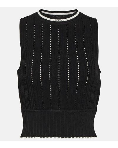 Victoria Beckham Sleeveless Crochet Top - Black