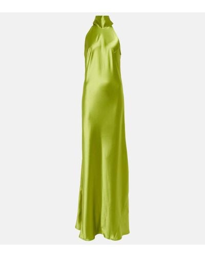 Galvan London Vestido de fiesta Sienna en saten - Verde
