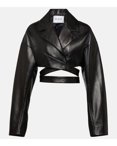 Alaïa Giacca in pelle cropped - Nero