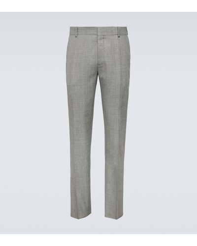 Alexander McQueen Wool Slim Trousers - Grey