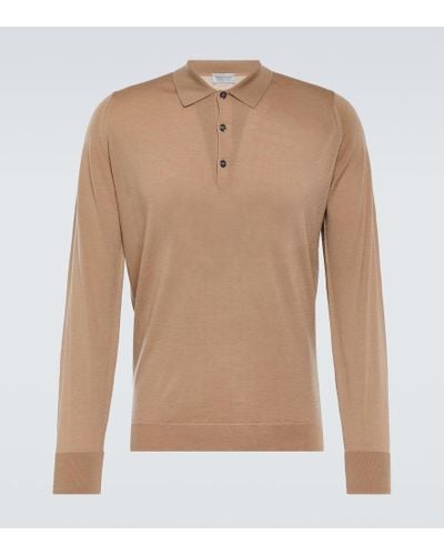 John Smedley Polopullover Cotswold aus Wolle - Natur