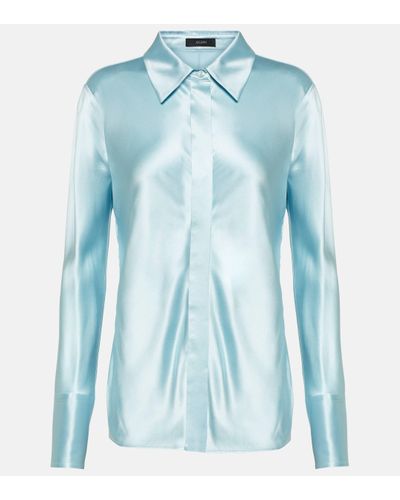 JOSEPH Brunel Silk Satin Shirt - Blue