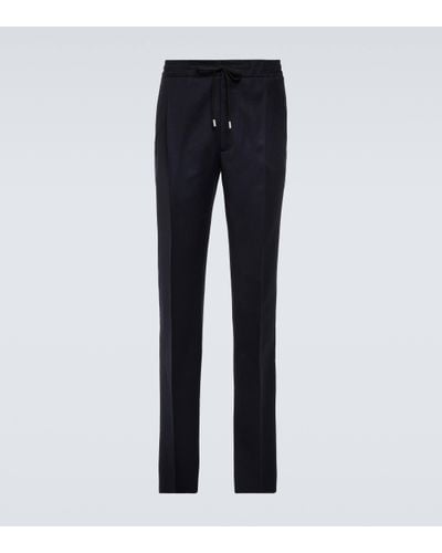 Lardini Pleated Wool And Cashmere Trousers - Blue