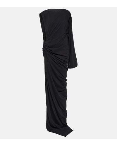 Rick Owens Sphinx Draped Cotton Jersey Maxi Dress - Black