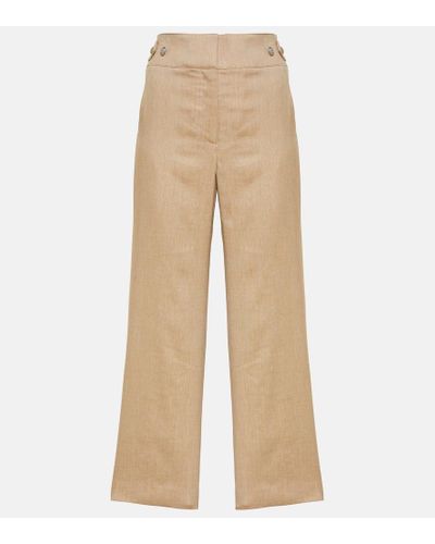 Veronica Beard Aubrie Linen-blend Cropped Pants - Natural