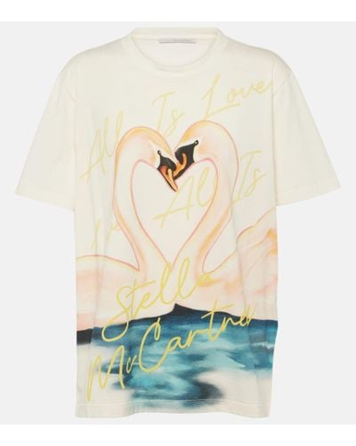 Stella McCartney T-shirt in jersey di cotone con stampa - Neutro