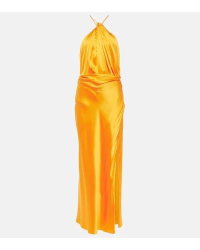 The Sei Asymmetric Silk Satin Gown - Metallic