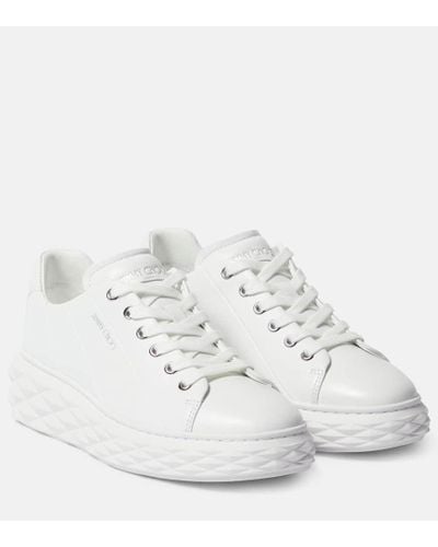 Jimmy Choo Diamond Light Maxi/ F Leather Sneakers - White