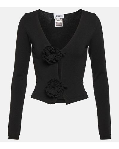 Jean Paul Gaultier Flower-applique Cropped Cardigan - Black