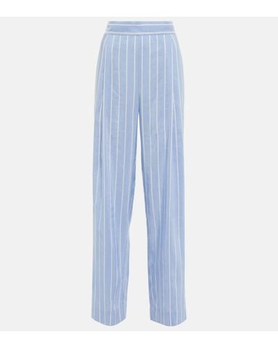Vince Striped High-rise Wide-leg Trousers - Blue
