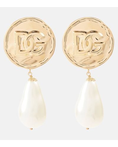 Dolce & Gabbana Boucles d'oreilles avec logo DG et pendentifs gouttes - Métallisé