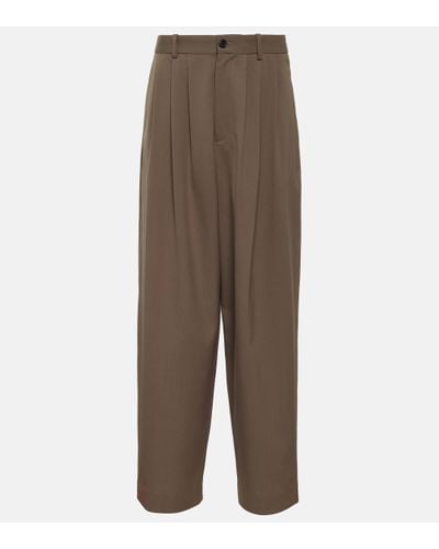 The Row Pantalon ample Rufos en laine melangee - Marron