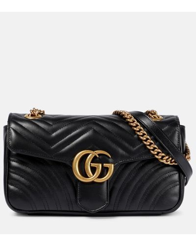 Gucci gg Marmont Small Leather Shoulder Bag - Black