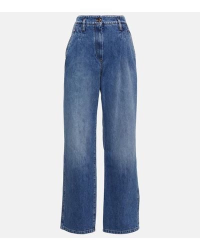 Brunello Cucinelli Jeans a gamba larga e vita alta - Blu