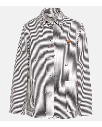 KENZO Striped Denim Jacket - Gray
