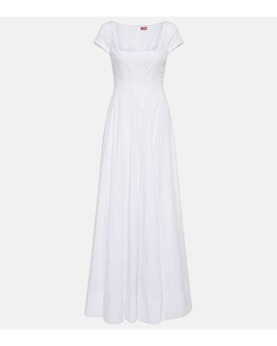 STAUD Wells Cotton Poplin Corset Maxi Dress - White