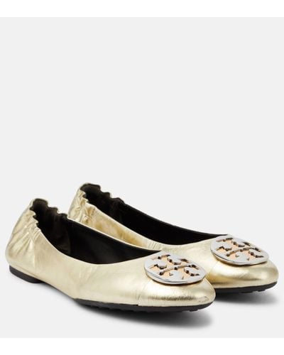 Tory Burch Claire Metallic Leather Ballet Flats