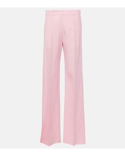 Valentino Weite Hose aus Wolle und Seide - Pink