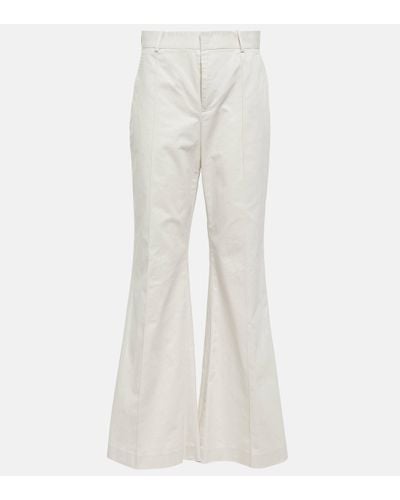 Polo Ralph Lauren Mid-rise Cotton-blend Flared Trousers - White