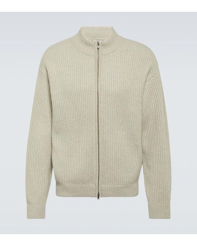 LeKasha Hanoi Cashmere Zip-up Sweater - Natural