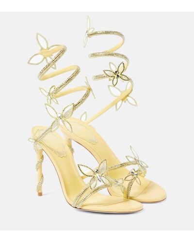 Rene Caovilla Margot Butterfly Embellished Satin Sandals - Metallic