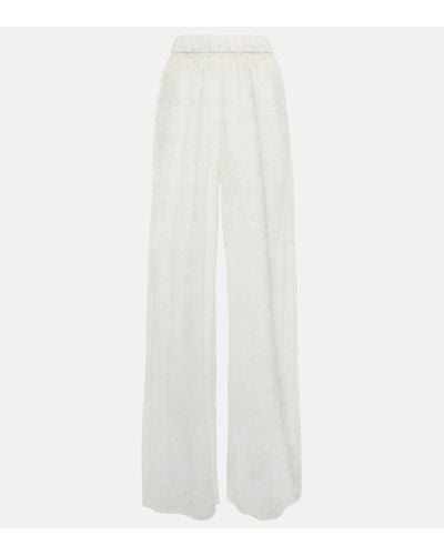 Oséree High-rise Wide-leg Lace Trousers - White