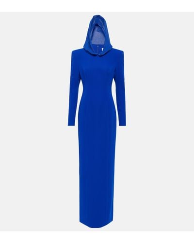 Monot Hooded Crepe Maxi Dress - Blue