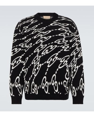 Gucci GG Jacquard Cotton Pique Sweater - Black