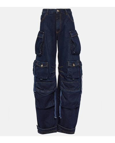 The Attico Pantalon cargo Fern en jean - Bleu