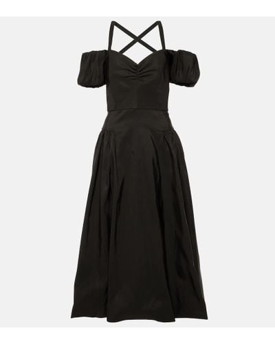 Markarian Off-shoulder Silk Midi Dress - Black