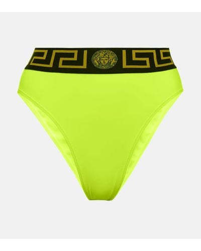 Versace Greca High-wasted Bikini Bottoms - Green