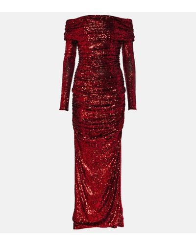 Dolce & Gabbana Abito lungo con paillettes - Rosso