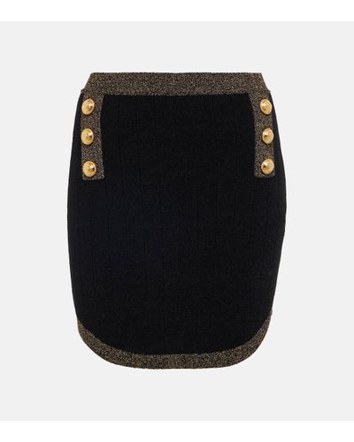Balmain High-rise Ribbed-knit Miniskirt - Black