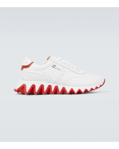 Christian Louboutin Loubishark Leather And Mesh Sneakers - White