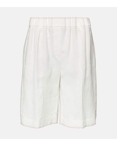 Brunello Cucinelli Shorts de sarga - Blanco