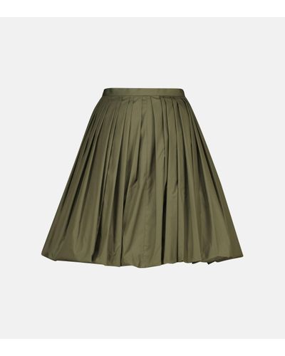 Alaïa Cotton-blend Poplin Miniskirt - Green