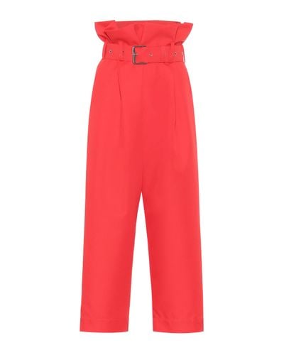 Plan C High-rise Cropped Straight Trousers - Red