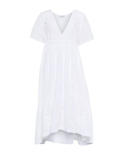 Heidi Klein Broderie Anglaise Cotton Midi Dress - White