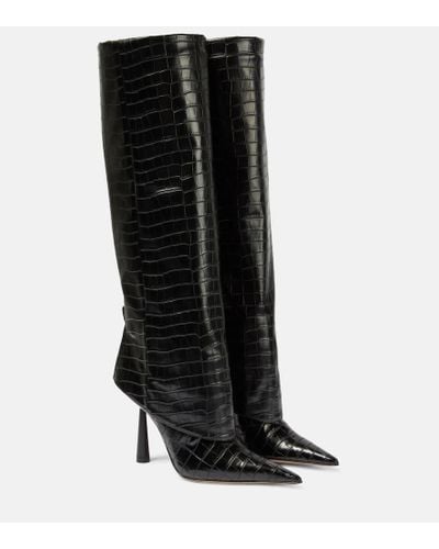Gia Borghini Rosie 31 Croc-effect Knee-high Boots - Black