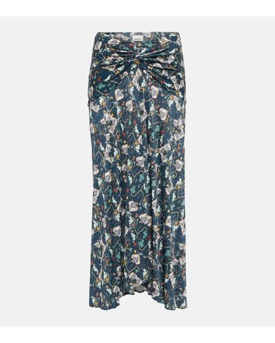 Isabel Marant Juneo Floral Jersey Midi Skirt - Blue