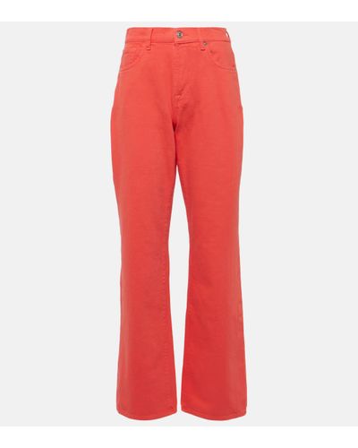 7 For All Mankind Tess High-rise Straight Jeans - Red