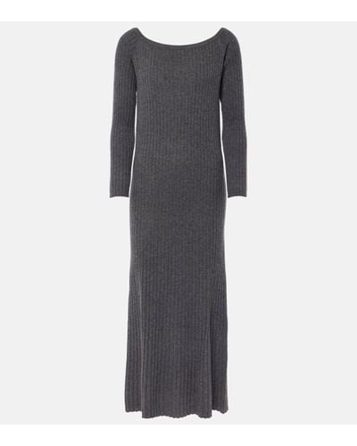 Lisa Yang Nari Ribbed-knit Cashmere Midi Dress - Grey