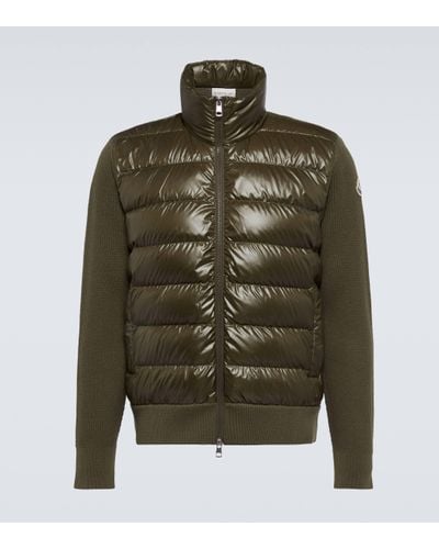 Moncler Down-paneled Wool Jacket - Green