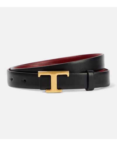 Tod's Timeless T Reversible Leather Belt - Black