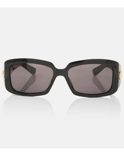 Gucci Gafas de sol rectangulares con GG - Marrón
