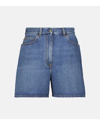 Gucci Horsebit-detailed Denim Shorts - Blue
