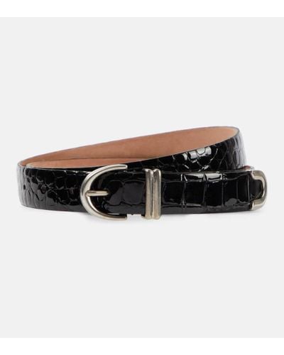 Khaite Bambi Croc-effect Patent Leather Belt - Black
