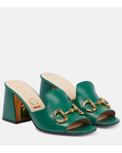 Gucci Baby Horsebit-detailed Leather Mules - Green