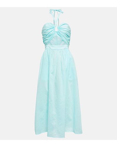 Marysia Swim Cutout Cotton Midi Dress - Blue