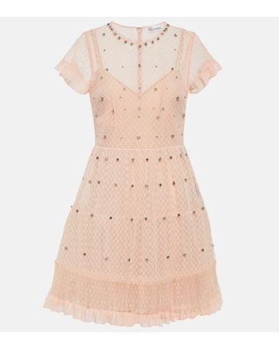 RED Valentino Embellished Point D'esprit Tulle Minidress - Natural